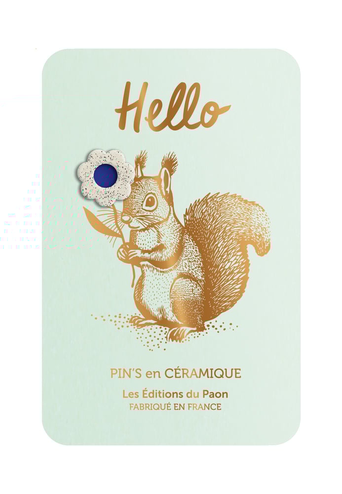 Image of Pin's céramique FLEUR ÉCUREUIL