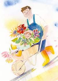 Image 1 of Carte postale "En brouette Simone !"