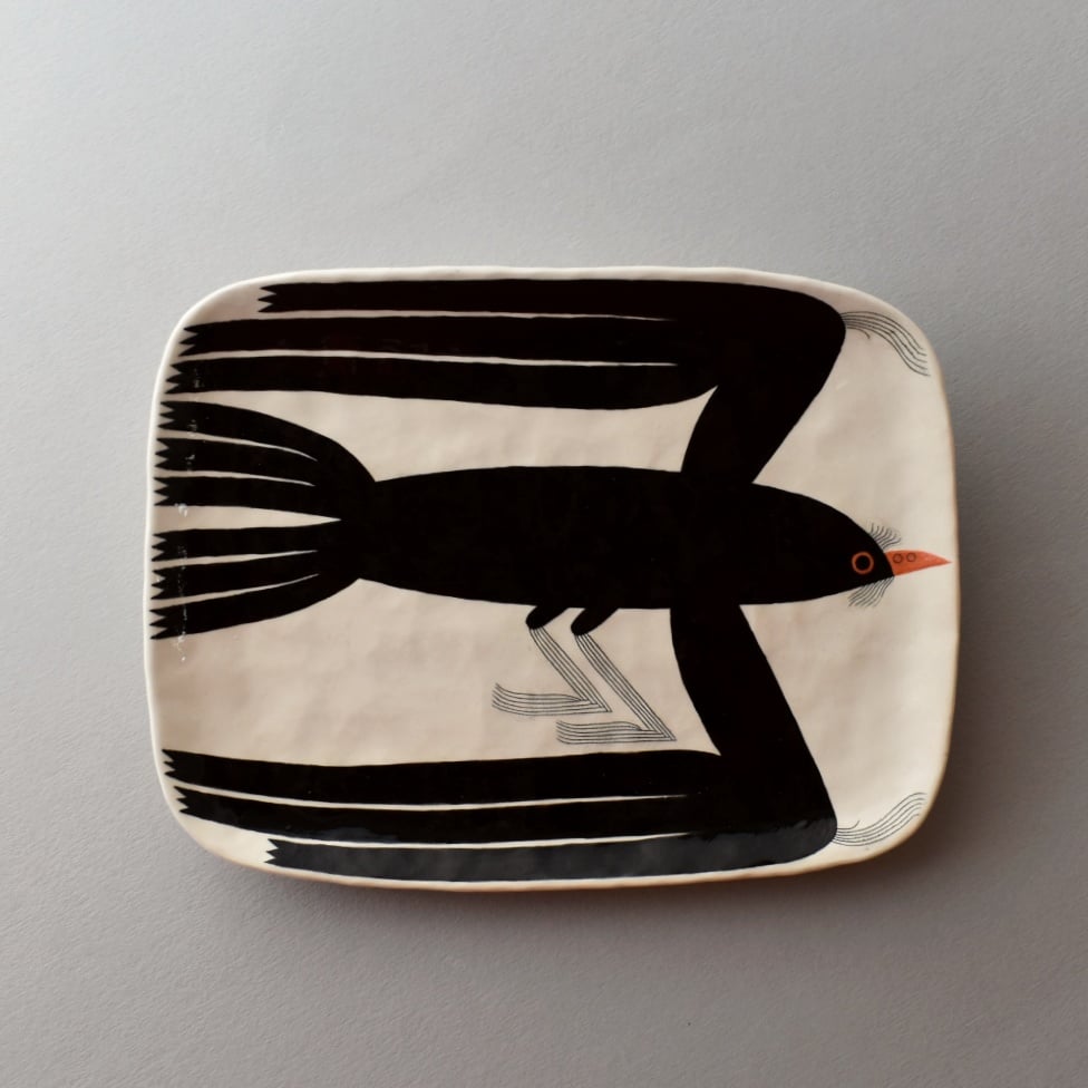 Image of Black bird Square Plate