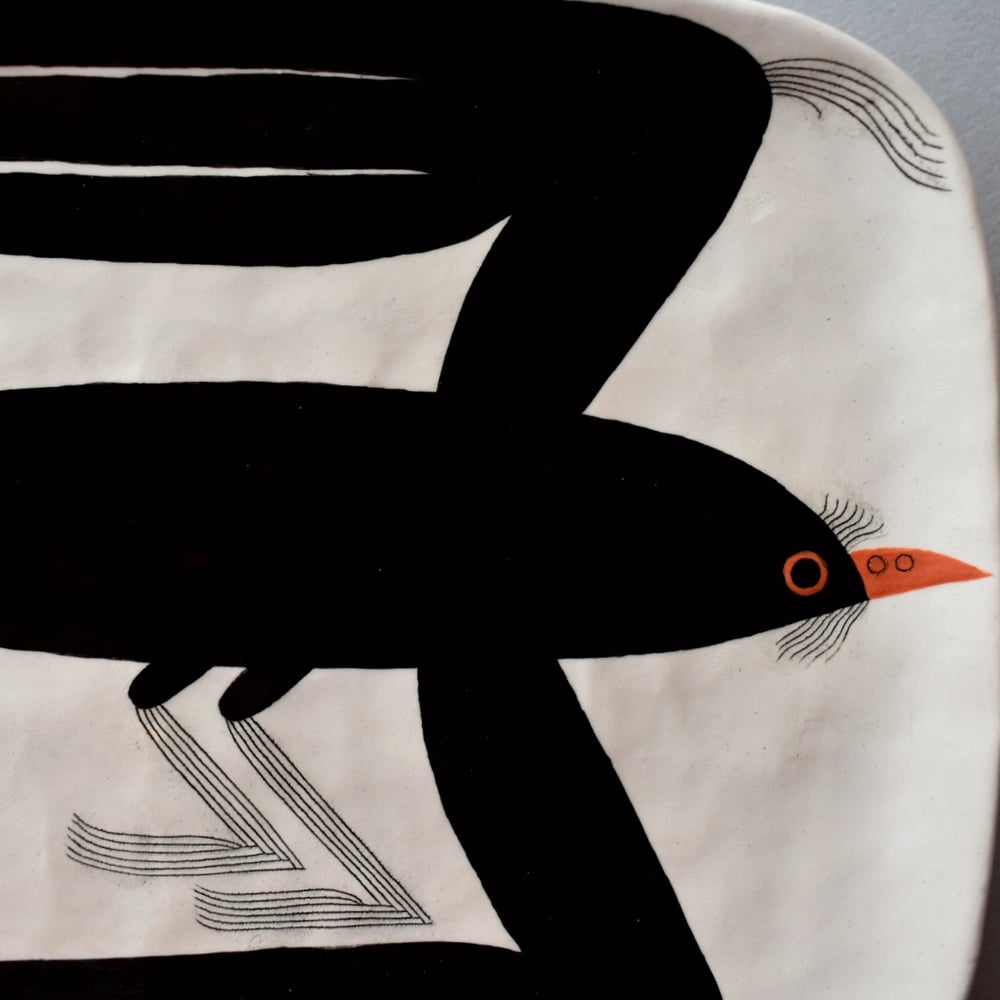 Image of Black bird Square Plate