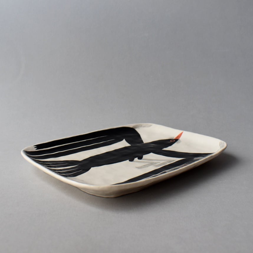Image of Black bird Square Plate