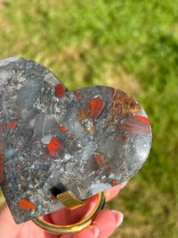 Image 3 of African Bloodstone Heart on Stand