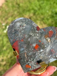 Image 4 of African Bloodstone Heart on Stand