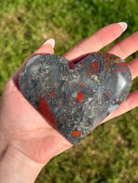 Image 6 of African Bloodstone Heart on Stand