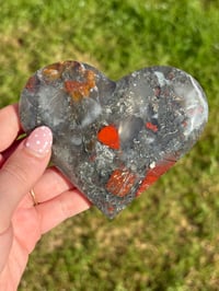 Image 8 of African Bloodstone Heart on Stand