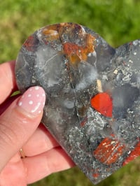 Image 9 of African Bloodstone Heart on Stand