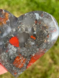 Image 10 of African Bloodstone Heart on Stand