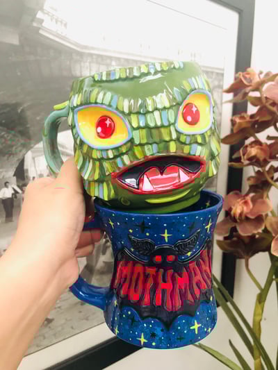 Image of Bunny L-Creature mug and Mothman mug