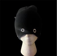 Image 1 of Black Grommet Safety Pin Beanie