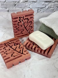 Image 1 of Aromatic Red Cedar Autumn Leaf Soap Deck - Soap Dish