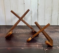 Image 1 of Walnut Wood Cutting Board Stand, Charcuterie Cheese Bread Display Holder