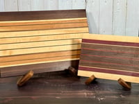 Image 2 of Walnut Wood Cutting Board Stand, Charcuterie Cheese Bread Display Holder