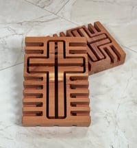 Image 2 of Aromatic Red Cedar Cross Soap Deck - Soap Dish - Cross - Christian - Christmas - Easter