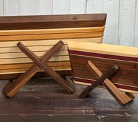 Image 3 of Walnut Wood Cutting Board Stand, Charcuterie Cheese Bread Display Holder