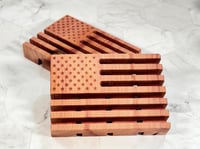 Image 3 of Aromatic Red Cedar American Flag Soap Deck - Soap Dish