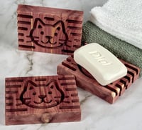 Image 2 of Aromatic Red Cedar Cat Soap Deck - Soap Dish