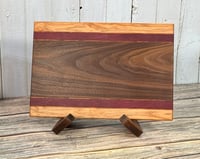 Image 4 of Walnut Wood Cutting Board Stand, Charcuterie Cheese Bread Display Holder
