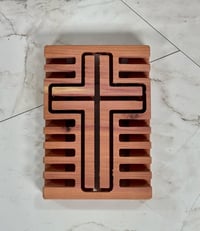 Image 4 of Aromatic Red Cedar Cross Soap Deck - Soap Dish - Cross - Christian - Christmas - Easter