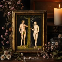 Image 1 of Adam and Eve Print – Cranach Reimagined, Dark Renaissance Art, Gothic Wall Decor