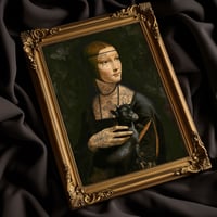 Image 2 of Lady with Black Goat Art Print – Original Digital Gothic Renaissance Portrait