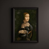 Image 1 of Lady with Black Goat Art Print – Original Digital Gothic Renaissance Portrait