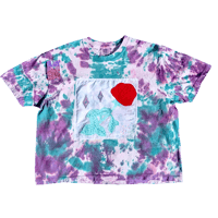 Image 1 of Free motion rose applique boxy T (L)