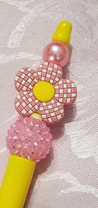 Image 2 of Pink and Yellow Flower Beaded Pens