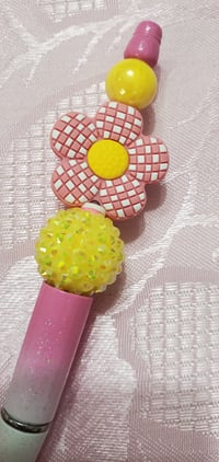 Image 3 of Pink and Yellow Flower Beaded Pens