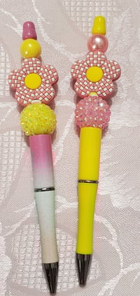 Image 4 of Pink and Yellow Flower Beaded Pens