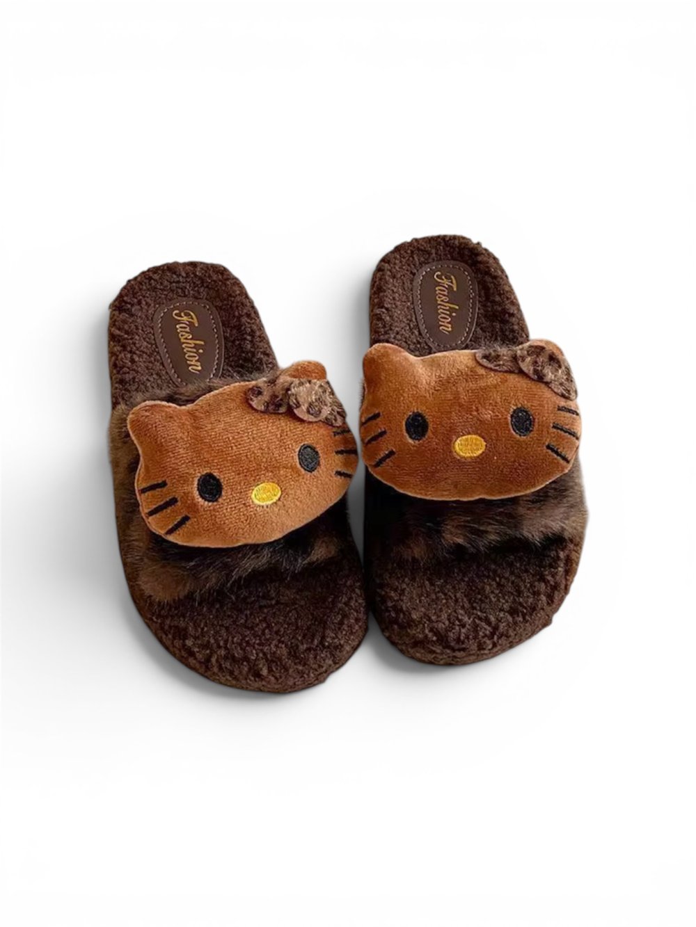 Image of HK Brown Fuzzy Slippers