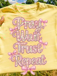 Image 2 of Pray Wait Trust Repeat Floral Coquette PNG, Pink Bow , Shirts & Stickers (DIGITAL DOWNLOAD)