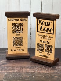 Image 1 of Personalized Tabletop Sign/Display Engraved with your QR Code, Name, Logo or Message 