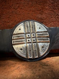 Image 2 of WL&A Handmade Crossroads Silver Dollar Medicine Leather Bracelet - Wrist Size 7" to 7.75"