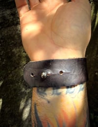 Image 5 of WL&A Handmade Crossroads Silver Dollar Medicine Leather Bracelet - Wrist Size 7" to 7.75"