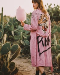 Image 1 of CANDY  ¥ UPCYCLED  ¥ UNISEX ¥ VINTAGE TRENCHCOAT ¥ IBIZA¥ HANDPAINTED