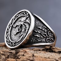Image 3 of 👑The Armored Kingdom Howling Guardian Wolf Ring-Durable Stainless Steel-Detailed Engraved Design