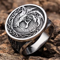Image 4 of 👑The Armored Kingdom Howling Guardian Wolf Ring-Durable Stainless Steel-Detailed Engraved Design
