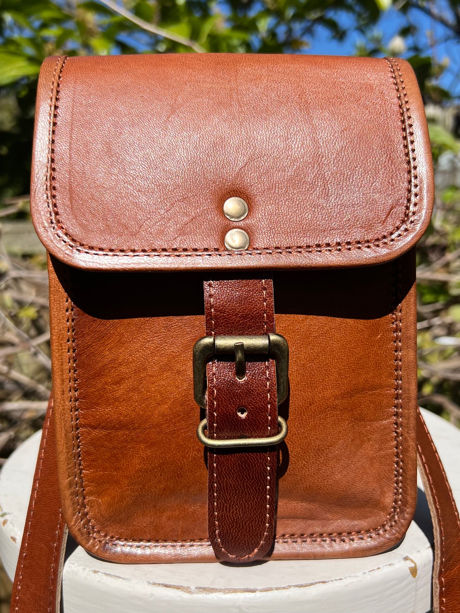 Image of 7”x5” Small Handmade Leather Shoulder Bag - rectangle #2