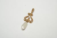 Image 6 of Art Nouveau 14k Yellow Gold, Pearl, and Diamond Lavalier Pendant