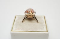 Image 3 of Mid-Century 14k Yellow Gold, Banded Agate Cabochon Ring