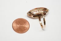 Image 5 of Mid-Century 14k Yellow Gold, Banded Agate Cabochon Ring
