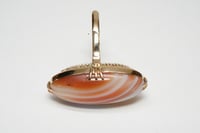 Image 6 of Mid-Century 14k Yellow Gold, Banded Agate Cabochon Ring