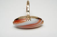 Image 7 of Mid-Century 14k Yellow Gold, Banded Agate Cabochon Ring