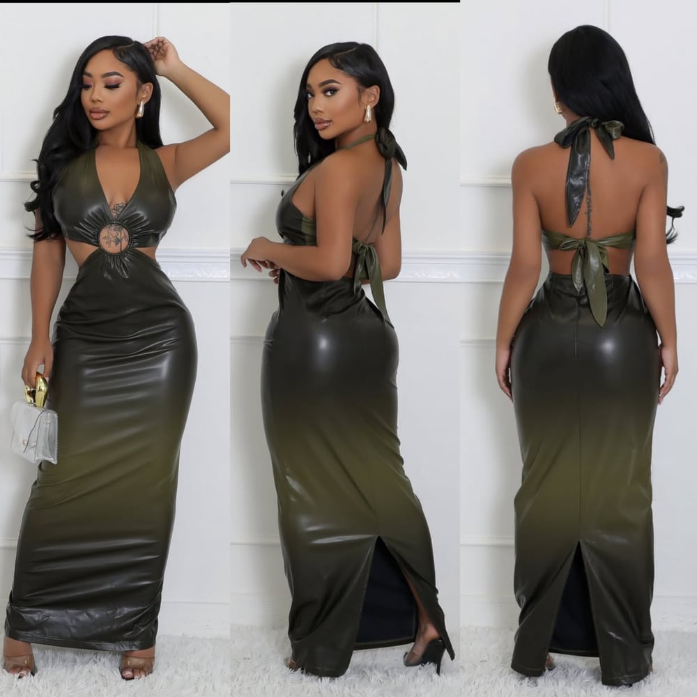 Image of TASHA FAUX LEATHER DRESS