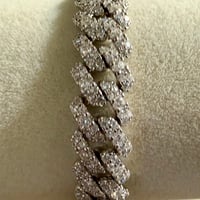 Image 3 of Sterling Silver Iced Out Moissanite Monaco Bracelet | 8mm | 9 CTW | 6” | Retail $2,700