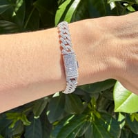 Image 2 of Sterling Silver Iced Out Moissanite Monaco Bracelet | 8mm | 9 CTW | 6” | Retail $2,700