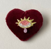 Image 1 of Heart Eye Pin - Maroon