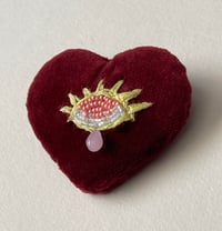 Image 2 of Heart Eye Pin - Maroon