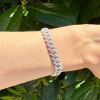 Image 1 of Sterling Silver Iced Out Moissanite Monaco Bracelet | 8mm | 9 CTW | 6.5” | Retail $2,750