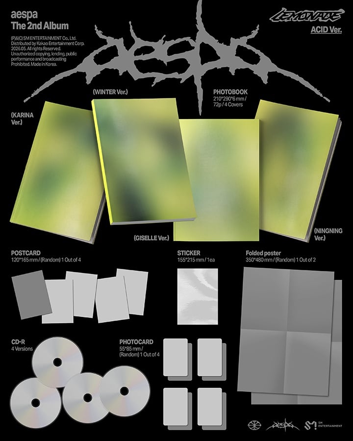 Image of [PRE-ORDER] AESPA ‘LEMONADE’ (Acid Ver.) + Weverse Shop POBs